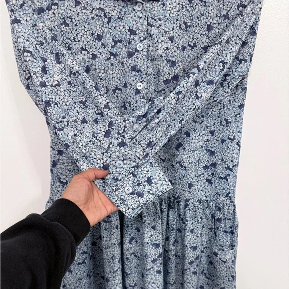 Tuckernuck Hayes Button Front Shirt Dress Blue Hydrangeas XXS